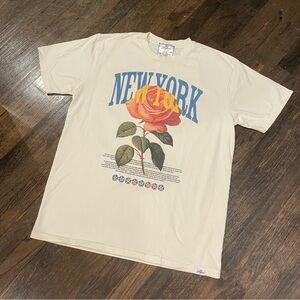 New Sz L Kid Dangerous New York Rose Antique White Tee